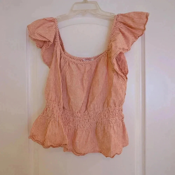 Joe Fresh Tops - Striped Ruffle Sleeve Top Orange Joe Fresh Size Large
